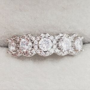 Five Round Halo Ring